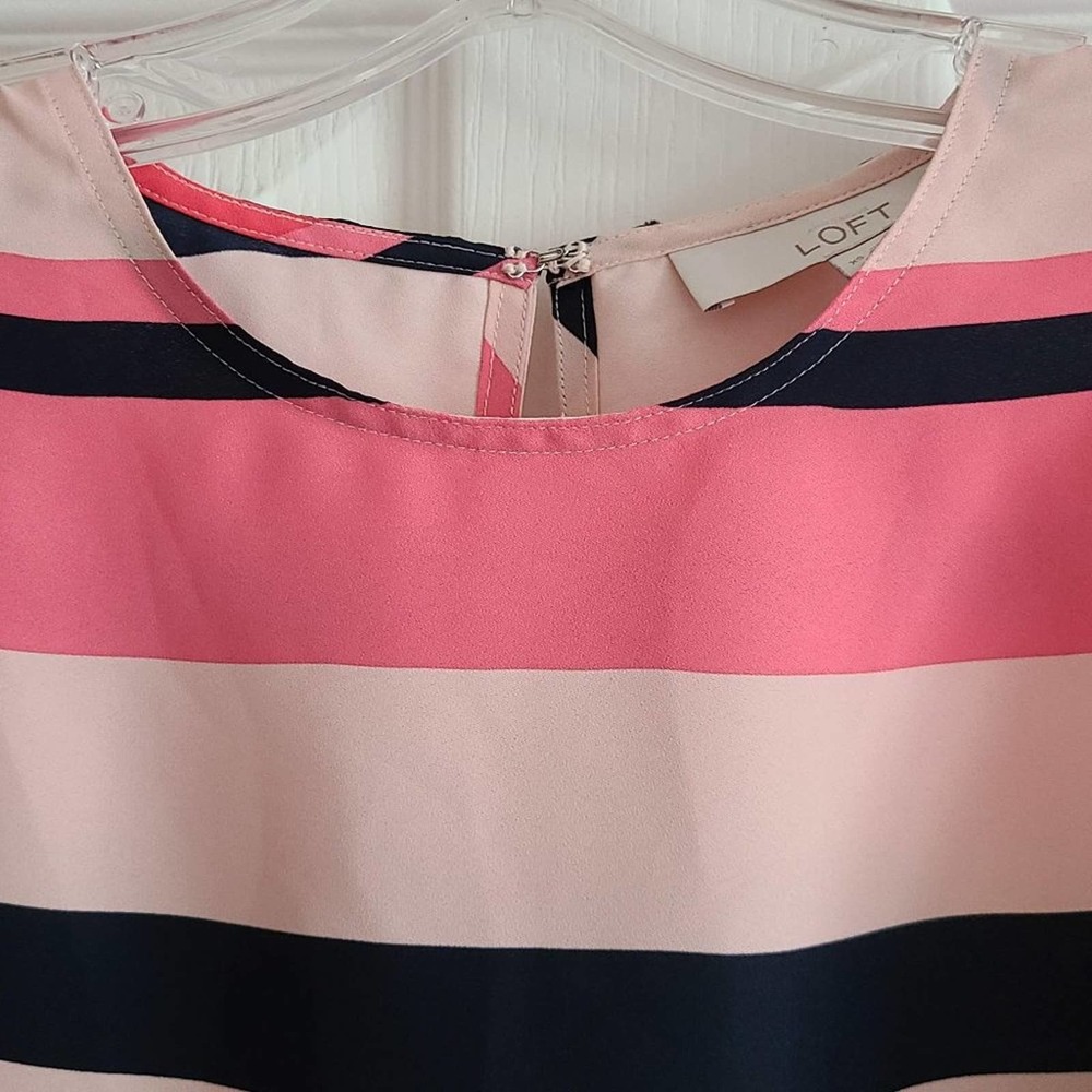 ANN TAYLOR LOFT Multicolor Pink Black Striped Sleeveless Top Women's Size XS - Picture 3 of 7